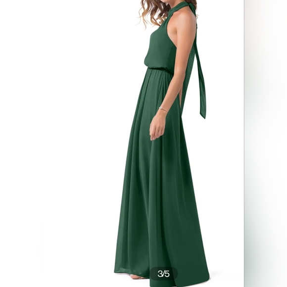 Azazie Dark Green Maxi Dress - Picture 3 of 6